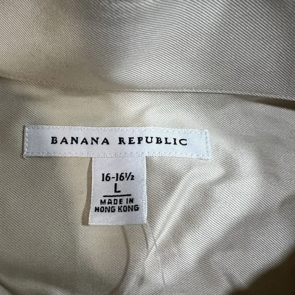 NWT Banana Republic Mens Dress Shirt Large L Beige Ivory Long Sleeve MSRP \$68